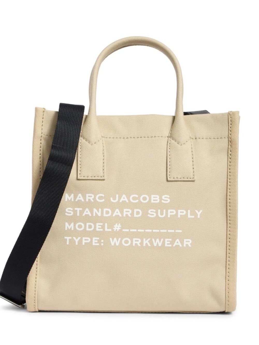 Marc Jacobs Beige Supply Canvas Tote with Strap and White Logo Medium NEW